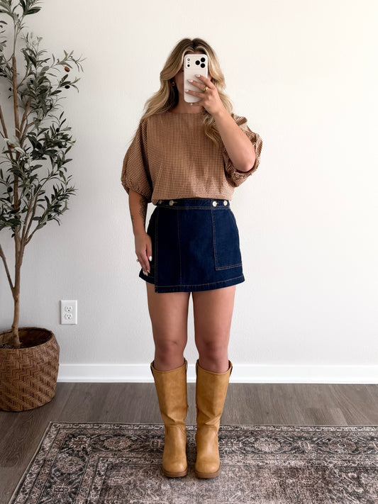 Cider Lane Gingham Bubble Top