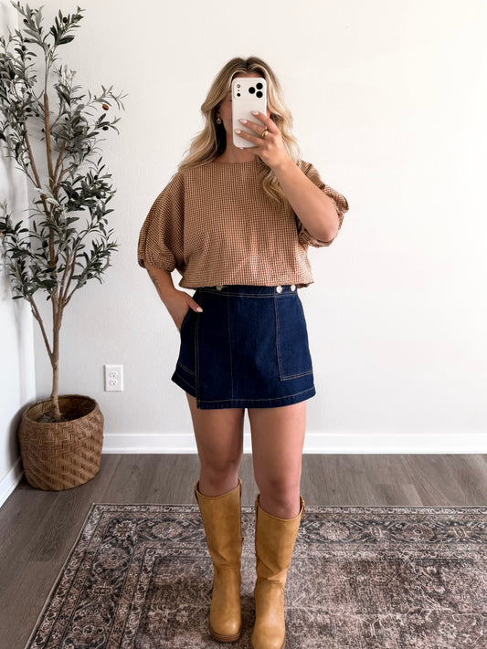 Cider Lane Gingham Bubble Top