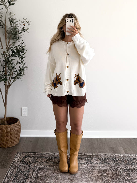 Cedar Satin Lace Shorts / Brown