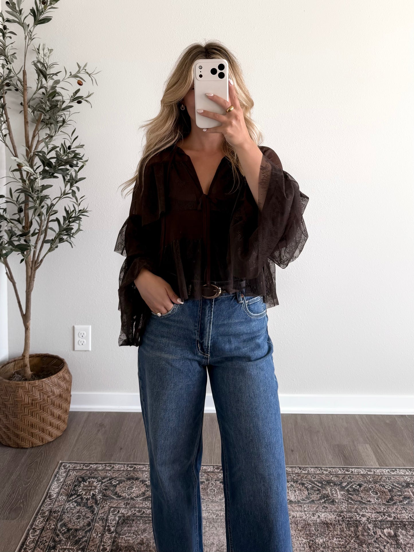 Long Way Home Lace Sheer Top (PREORDER EST SHIP 7.27)