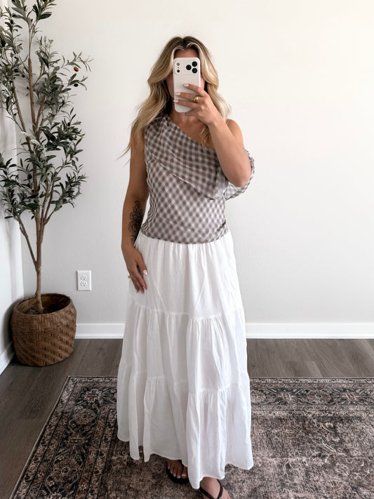 Penelope Plaid Off Shoulder Top