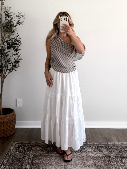 Penelope Plaid Off Shoulder Top