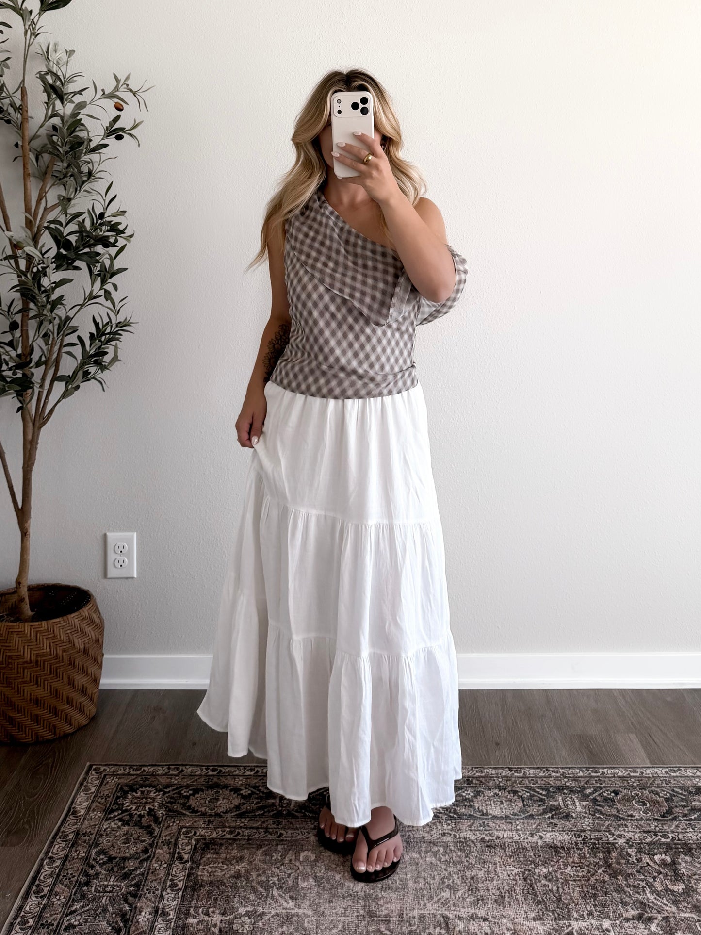 Penelope Plaid Off Shoulder Top