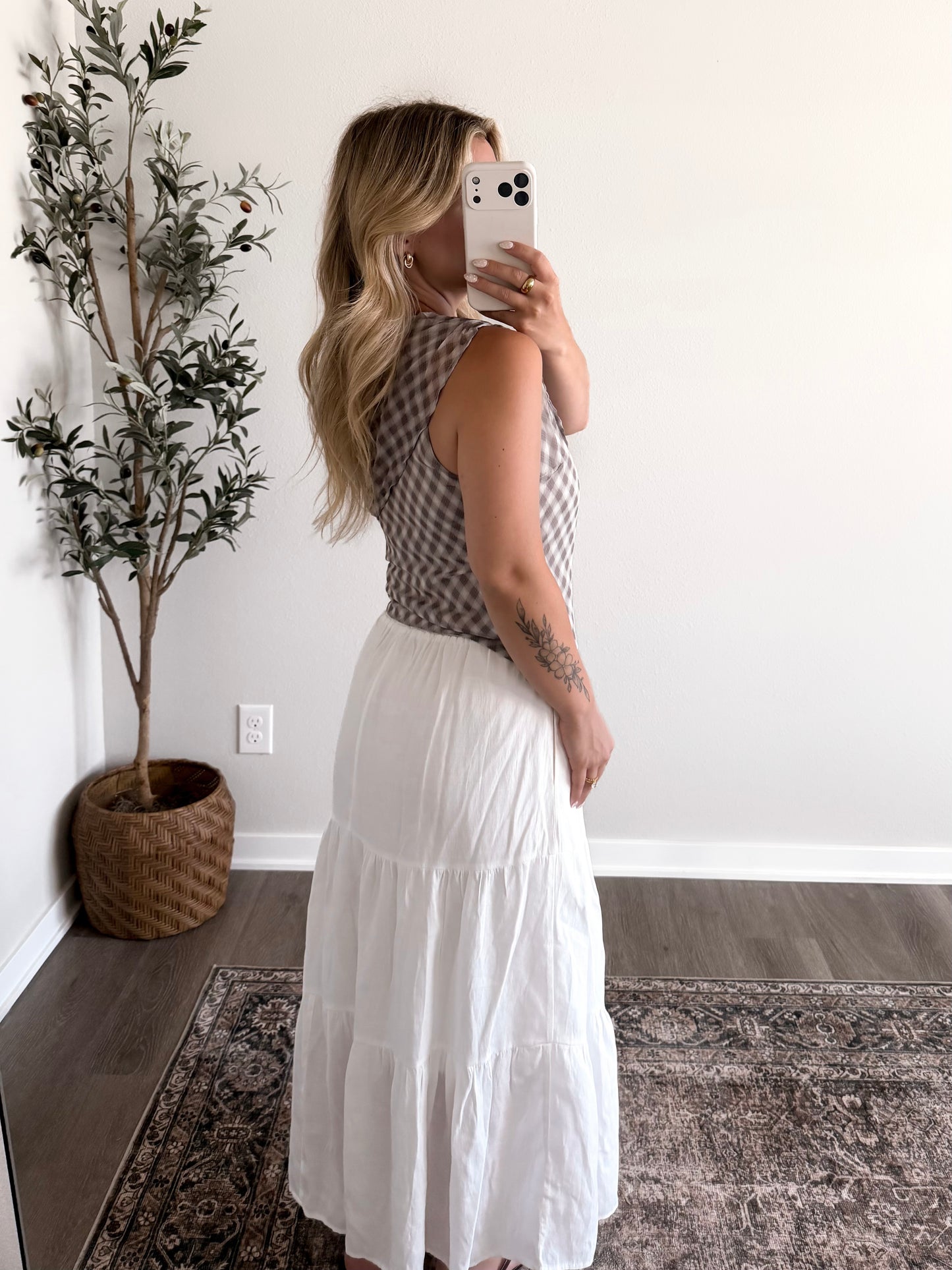 Penelope Plaid Off Shoulder Top
