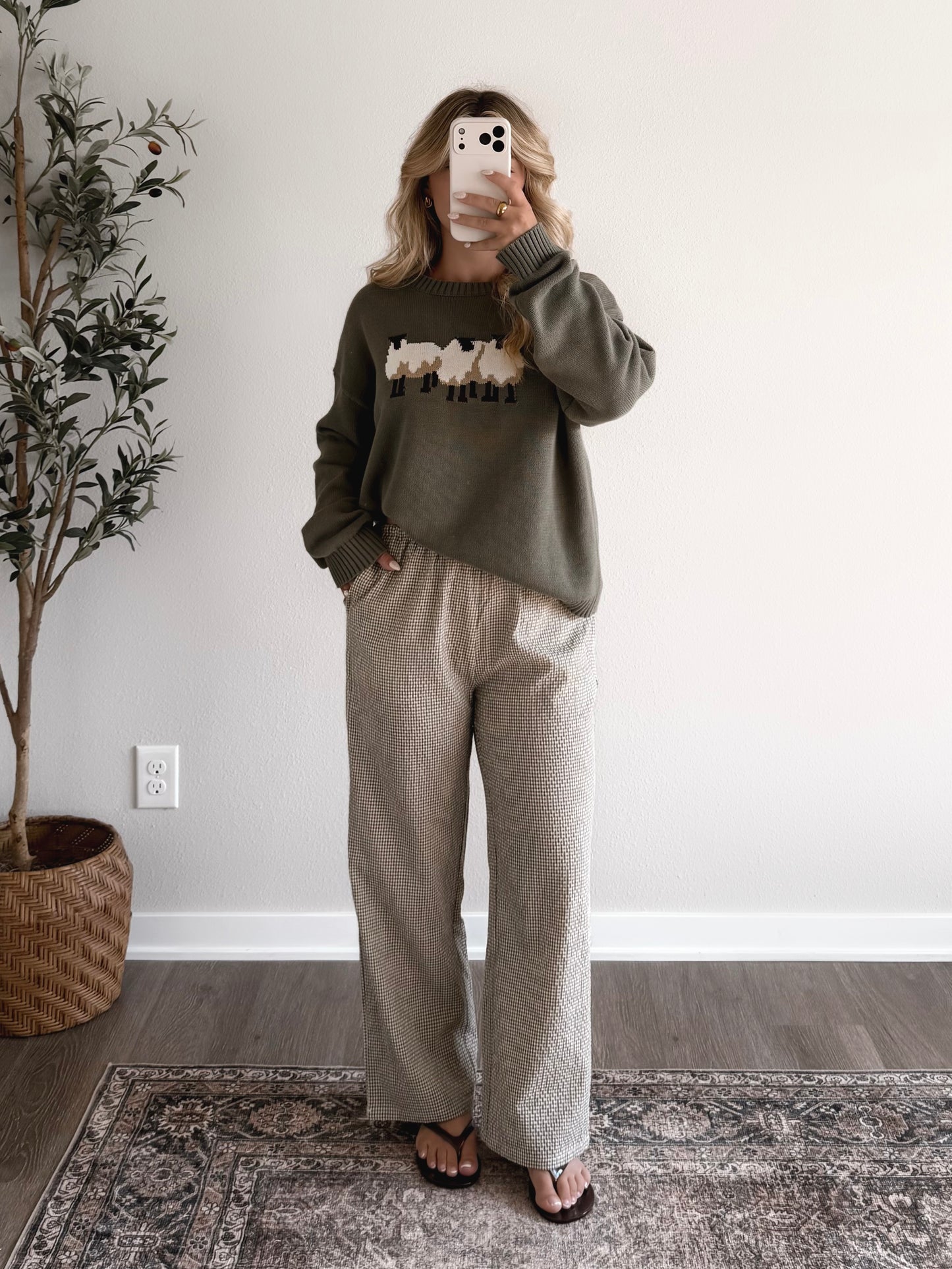 Clover Creek Gingham Pant / Olive