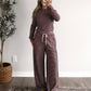 Dark Cherry Stripe Lounge Set