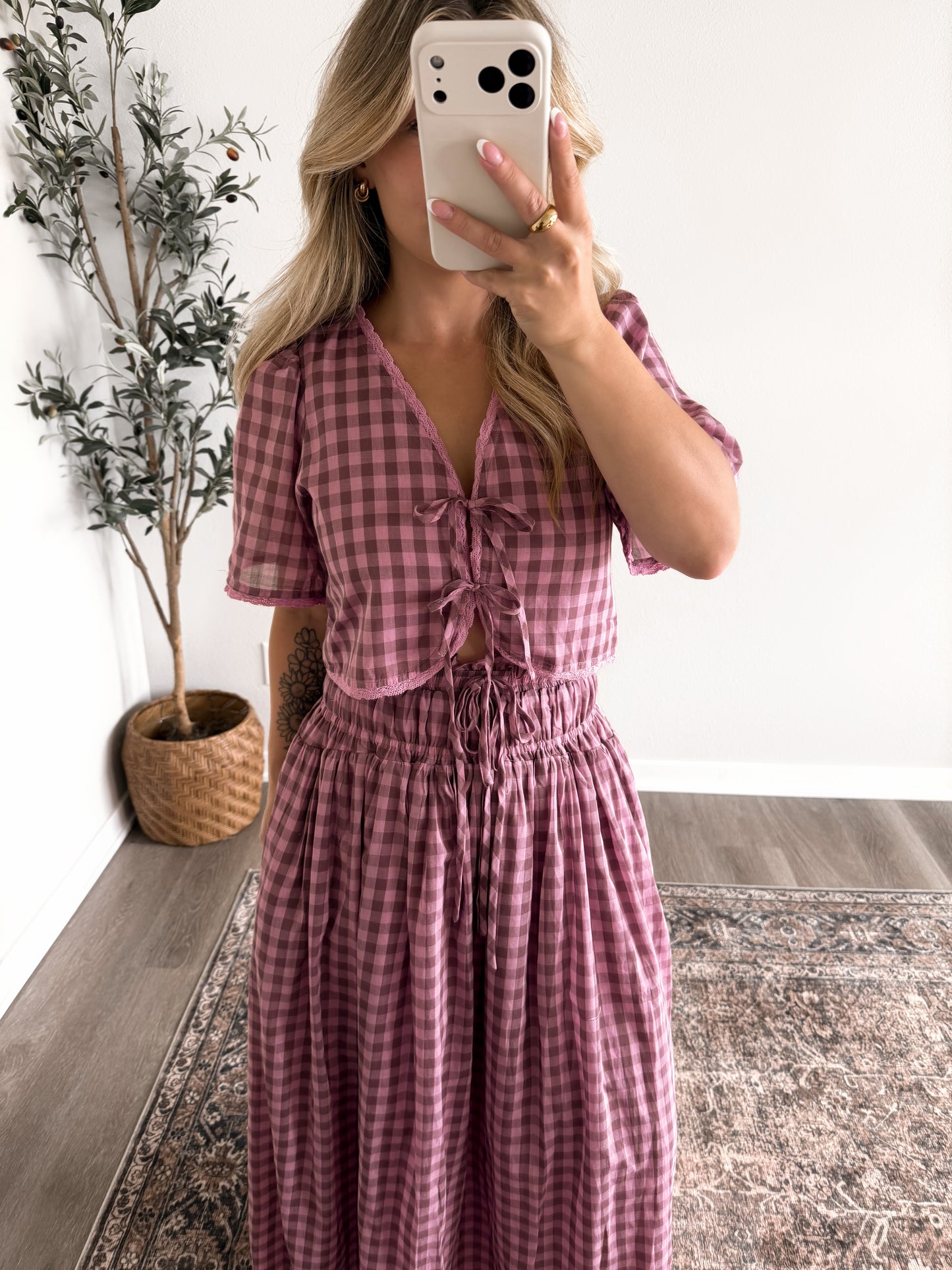 Berry Tart Gingham Skirt Set