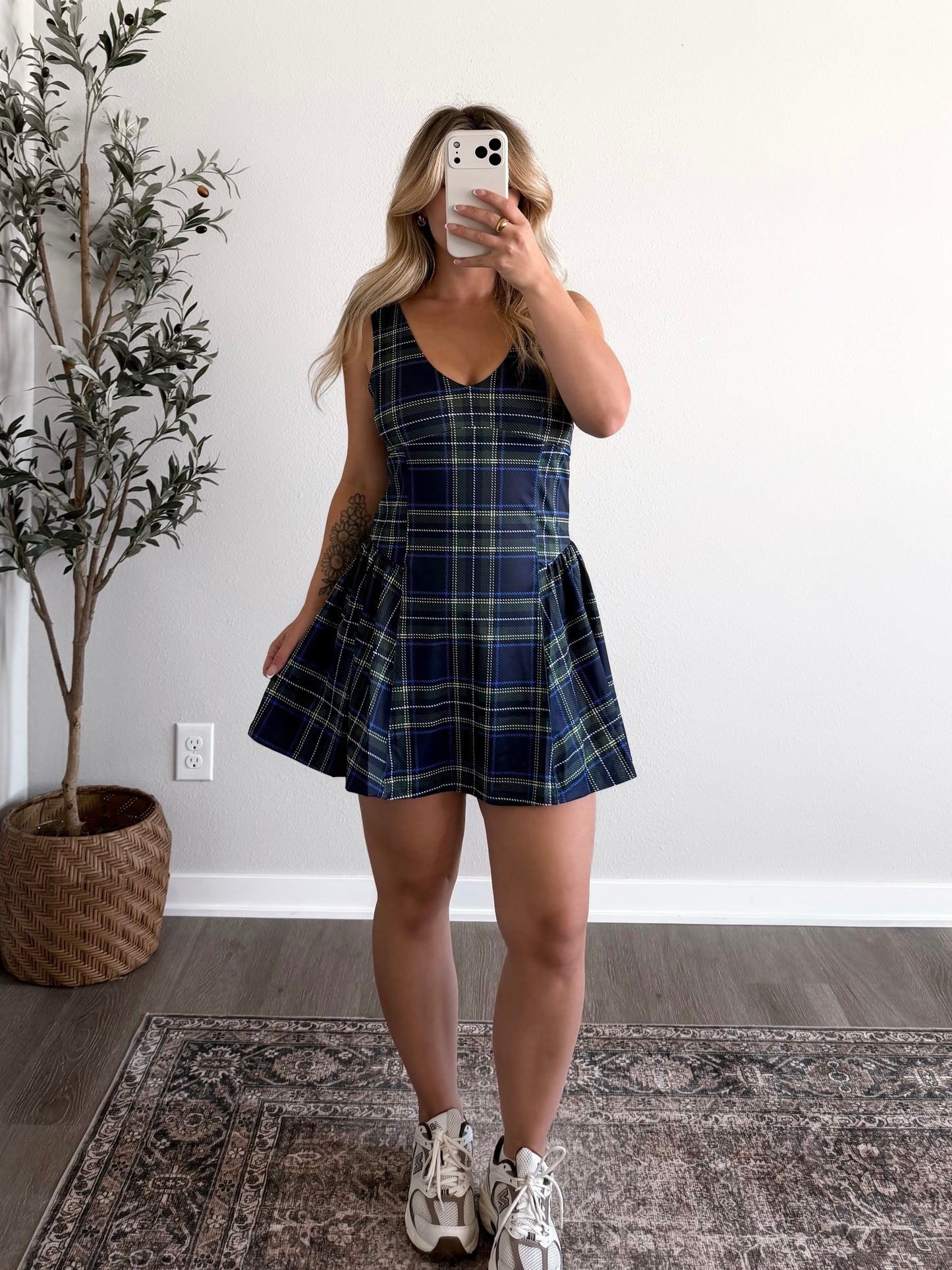 Campus Plaid Athleisure Dress / Navy