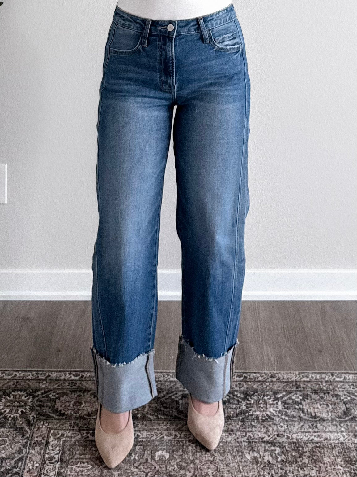 Charlie High Rise Cuffed Barrel Jean
