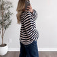 Juniper Button Down Striped Sweater / Blush-Navy