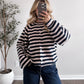 Juniper Button Down Striped Sweater / Blush-Navy
