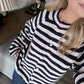 Juniper Button Down Striped Sweater / Blush-Navy