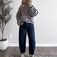 Juniper Button Down Striped Sweater / Blush-Navy
