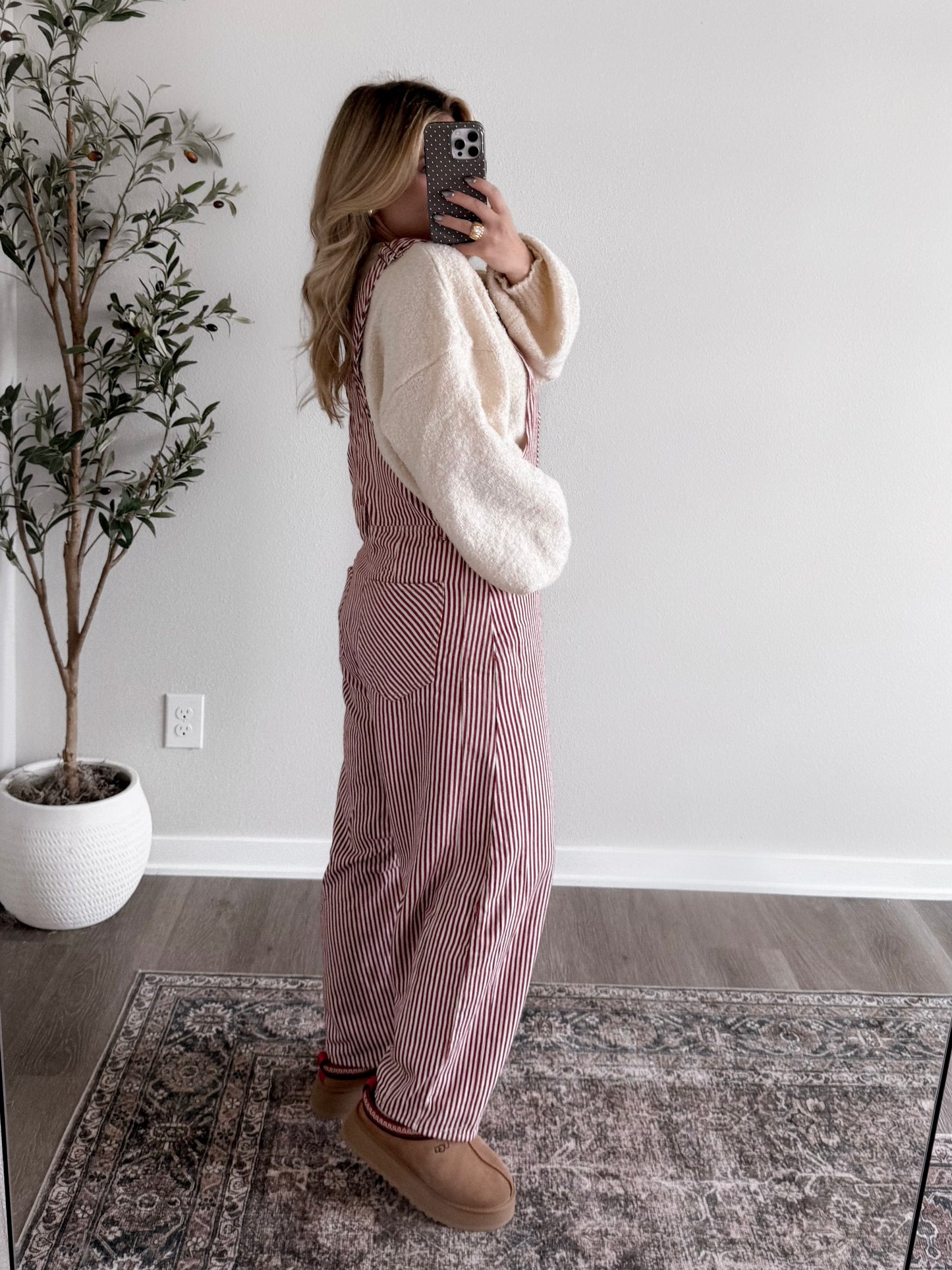 Cherrywood Striped Barrel Overalls