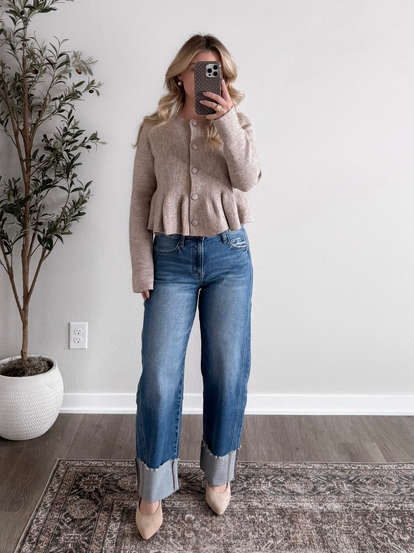 Charlie High Rise Cuffed Barrel Jean