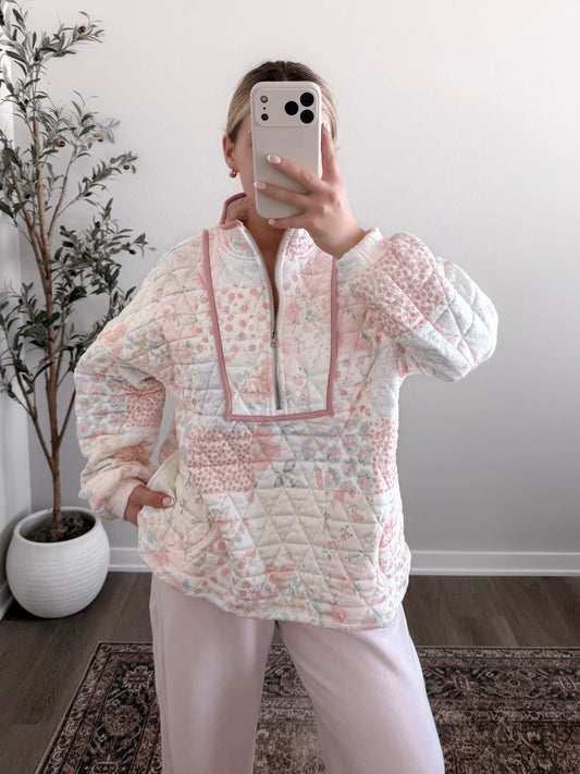 Spring Quilted Zip Pullover (New Print)