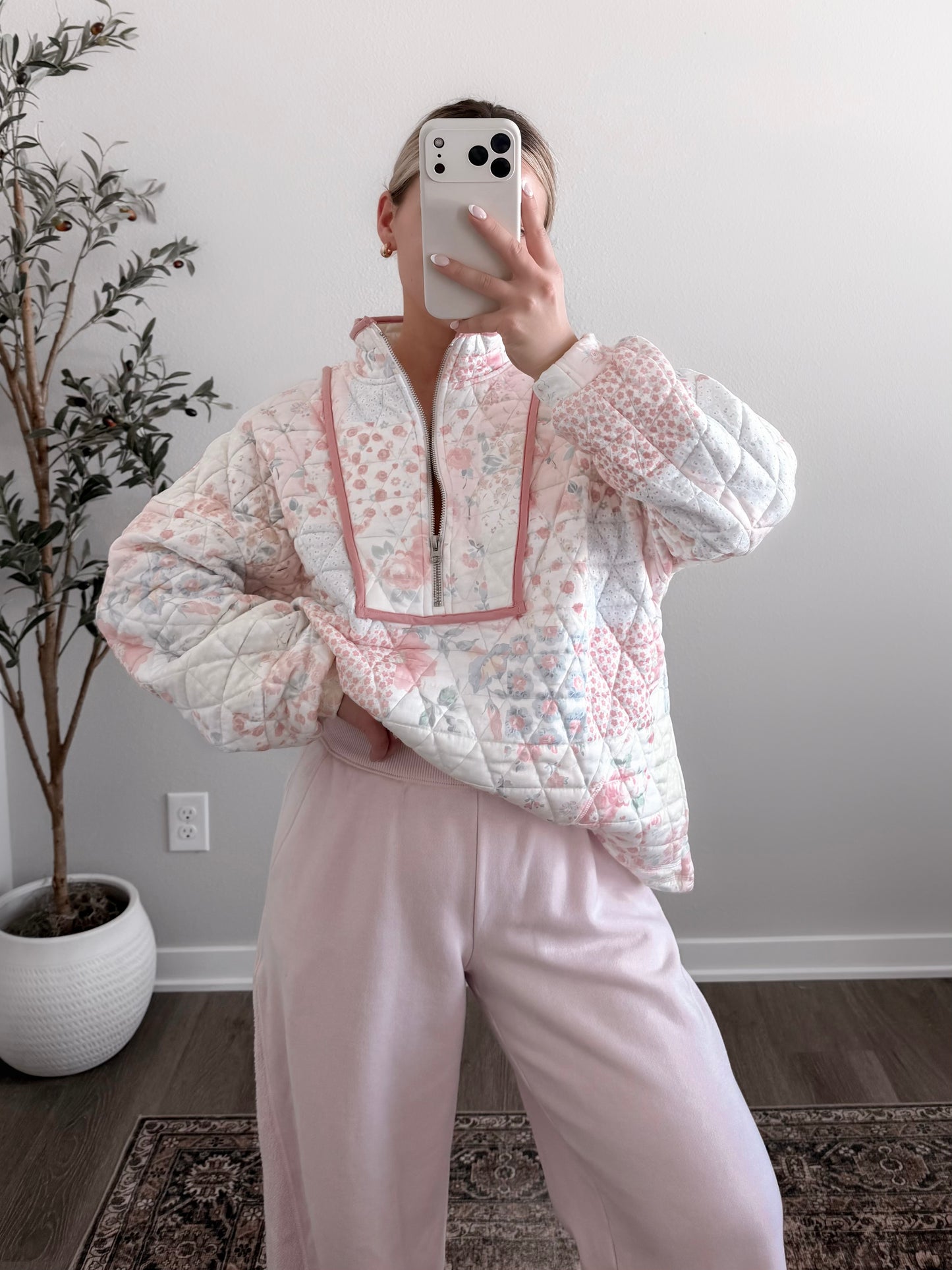 Spring Quilted Zip Pullover (New Print)