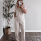 Flower Picking Overall Jumpsuit / Cream