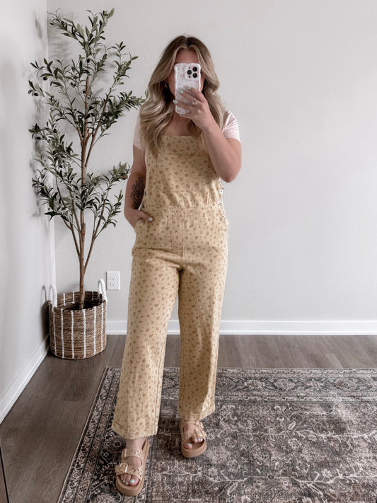 Flower Picking Overall Jumpsuit / Golden