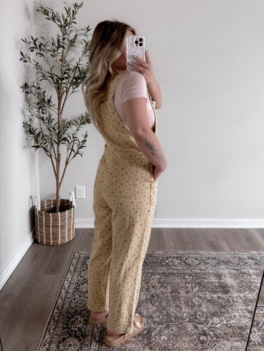 Flower Picking Overall Jumpsuit / Golden