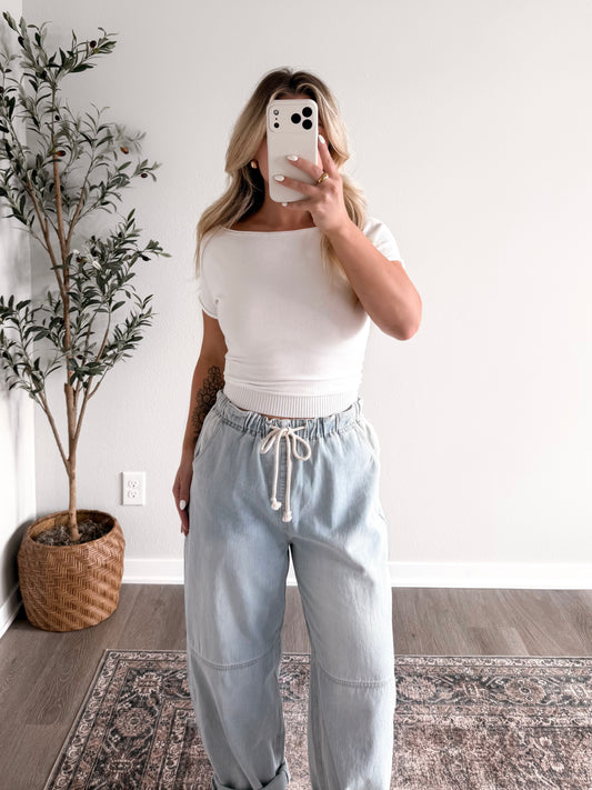 Classic Chic Boat Neck Top / White