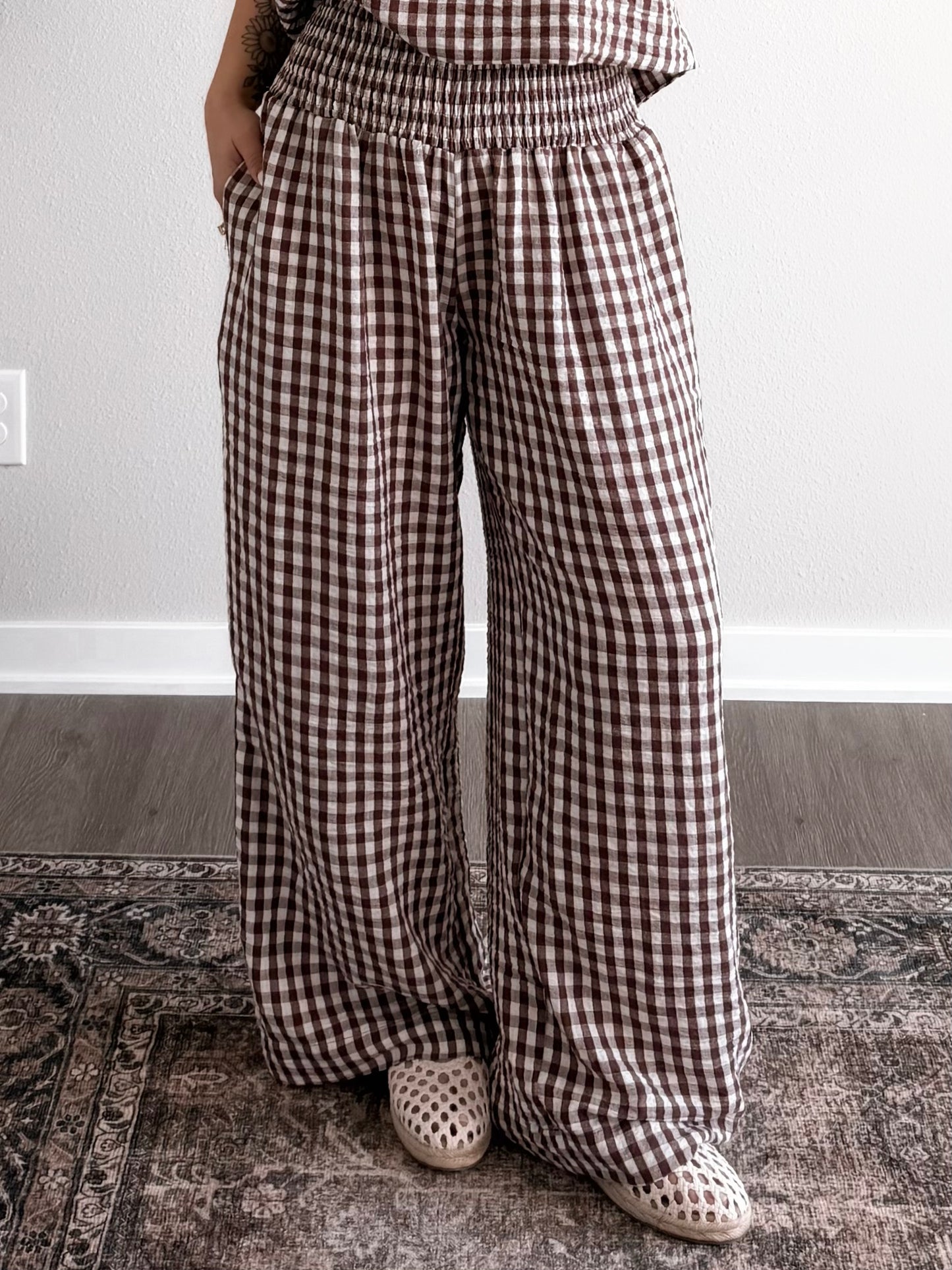 Georgia Gingham Pant / Brown