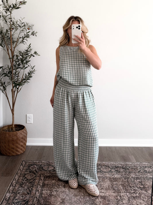 Ginny Gingham Top / Soft Mint