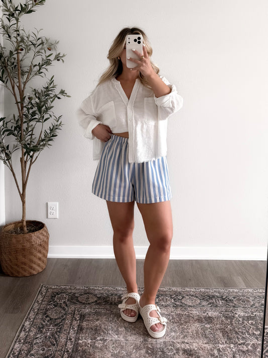 Cabana Stripe Shorts / Blue
