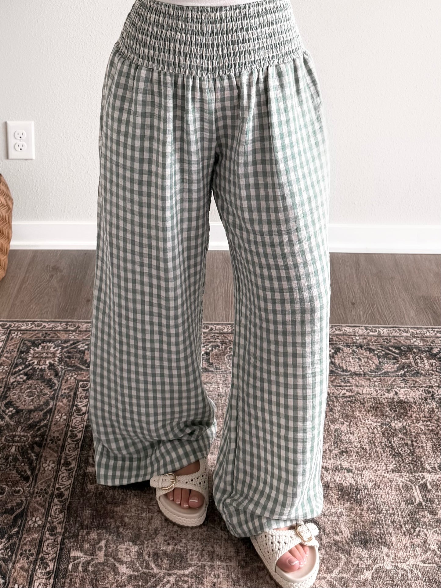 Georgia Gingham Pant / Soft Mint