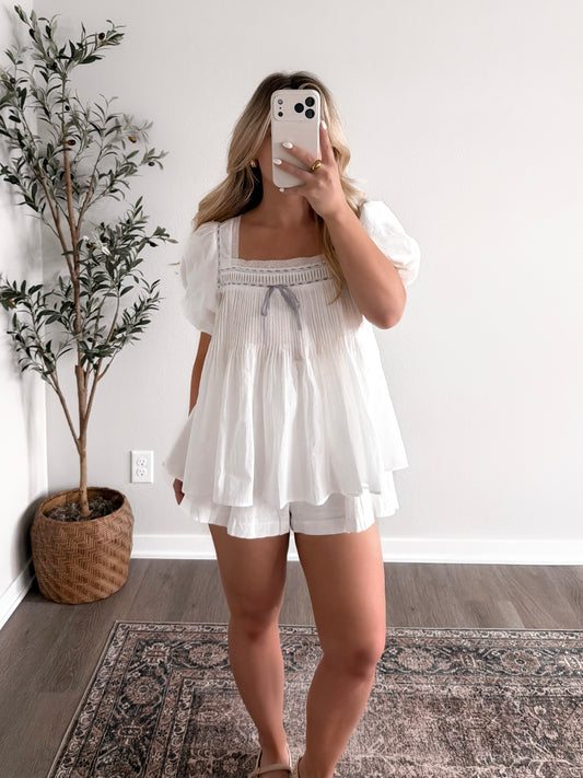 Sophia White Babydoll Top