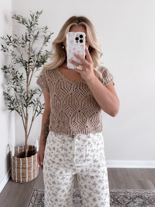 Coffee Run Open Knit Top