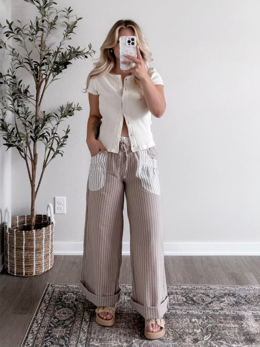 Care Free Striped Wide Leg Pant