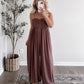 Espresso Boho Smocked Jumpsuit (Restocking Mid September)