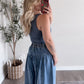 Essential V-Neck Tank / Denim Blue