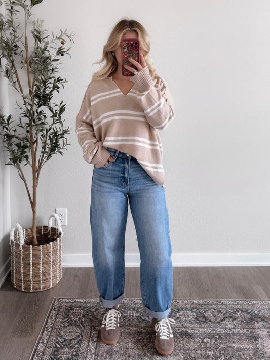 Game Day Striped Sweater / Natural