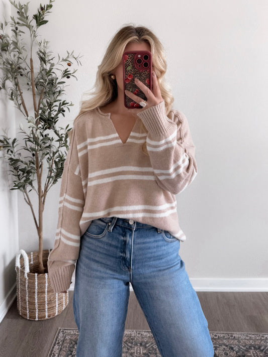 Game Day Striped Sweater / Natural