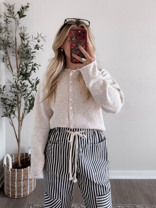 Augie Knit Button Cardigan / Oat