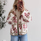 Crimson Veil Floral Quilted Jacket