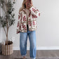 Crimson Veil Floral Quilted Jacket