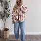 Crimson Veil Floral Quilted Jacket