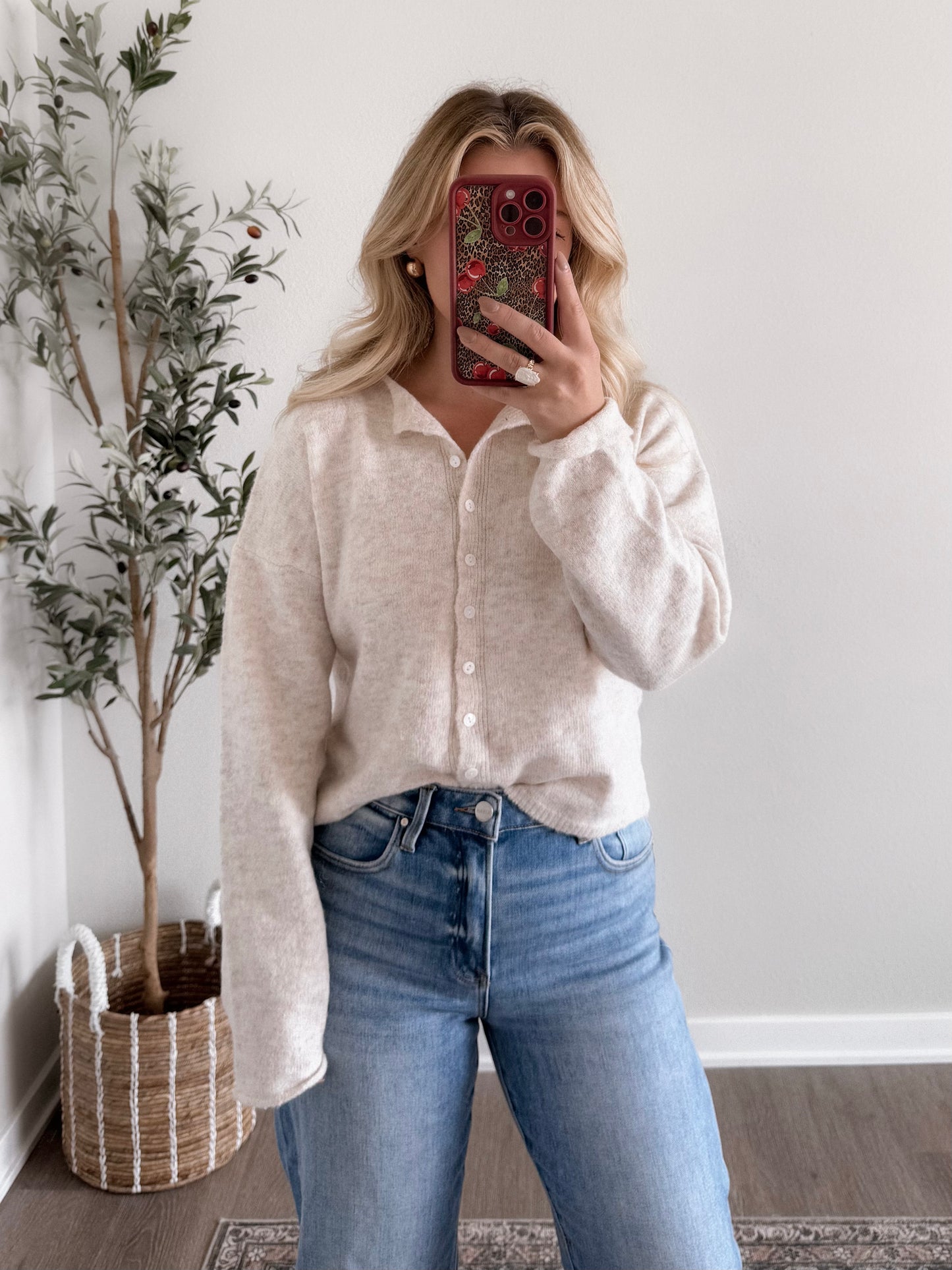 Augie Knit Button Cardigan / Oat