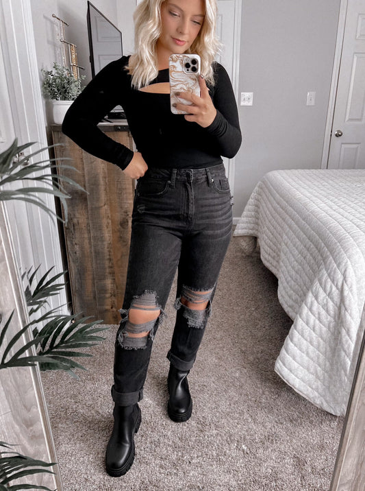 The Beverly Washed Black Straight Jean Final Sale