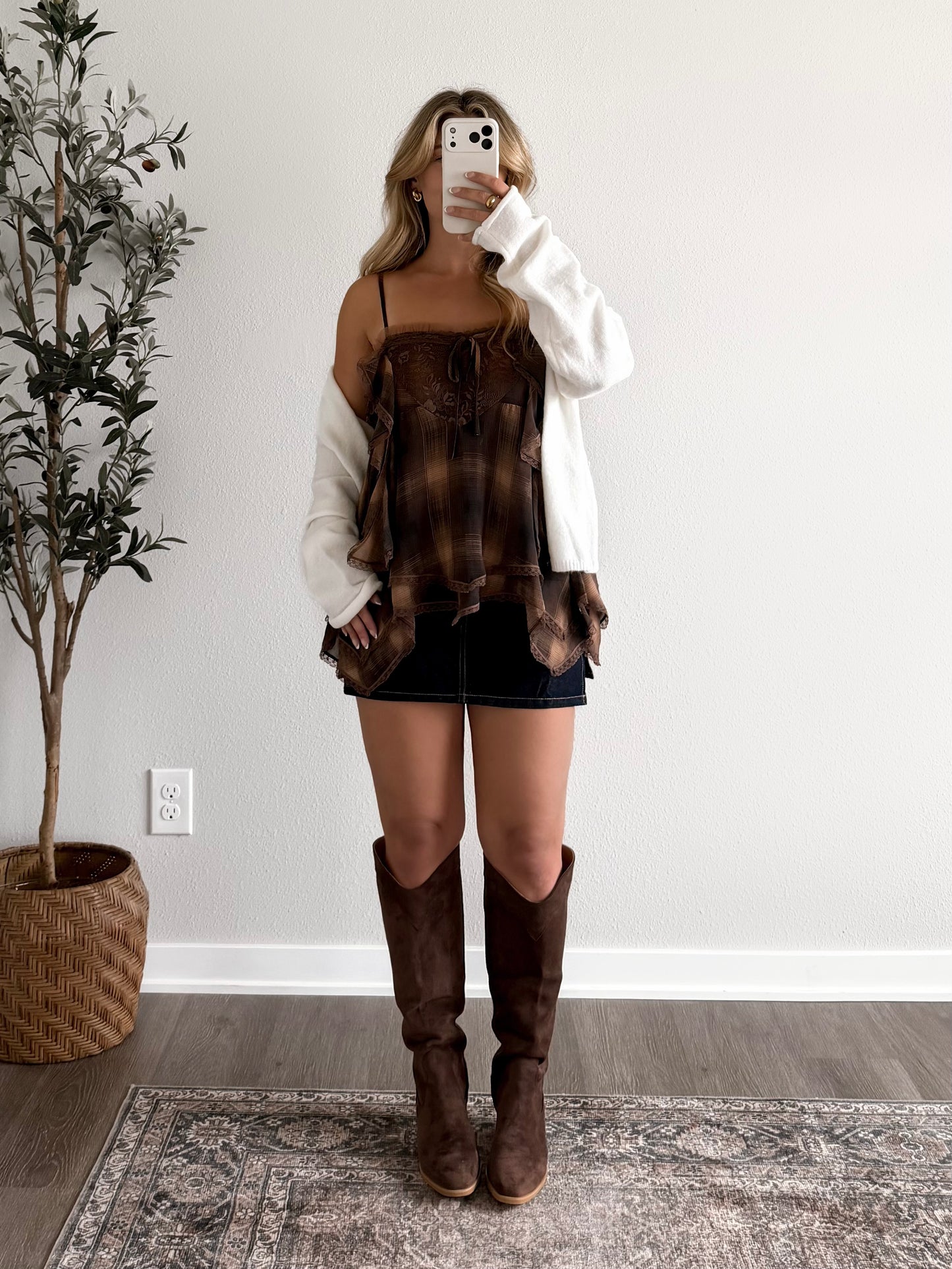 Heartland Plaid Lace Top