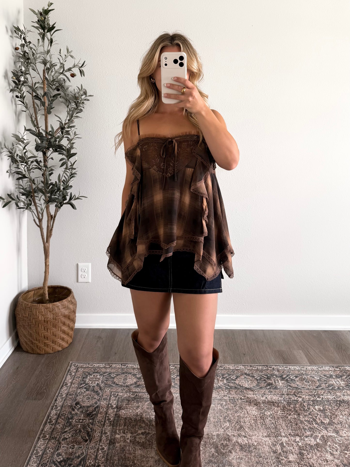 Heartland Plaid Lace Top