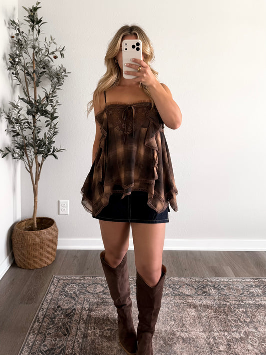 Heartland Plaid Lace Top (PREORDER EST SHIP 9.29)