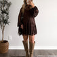 Dust & Lace Slip Dress/ Brown