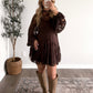 Dust & Lace Slip Dress/ Brown