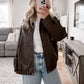 Leather Bomber Jacket / Dark Brown