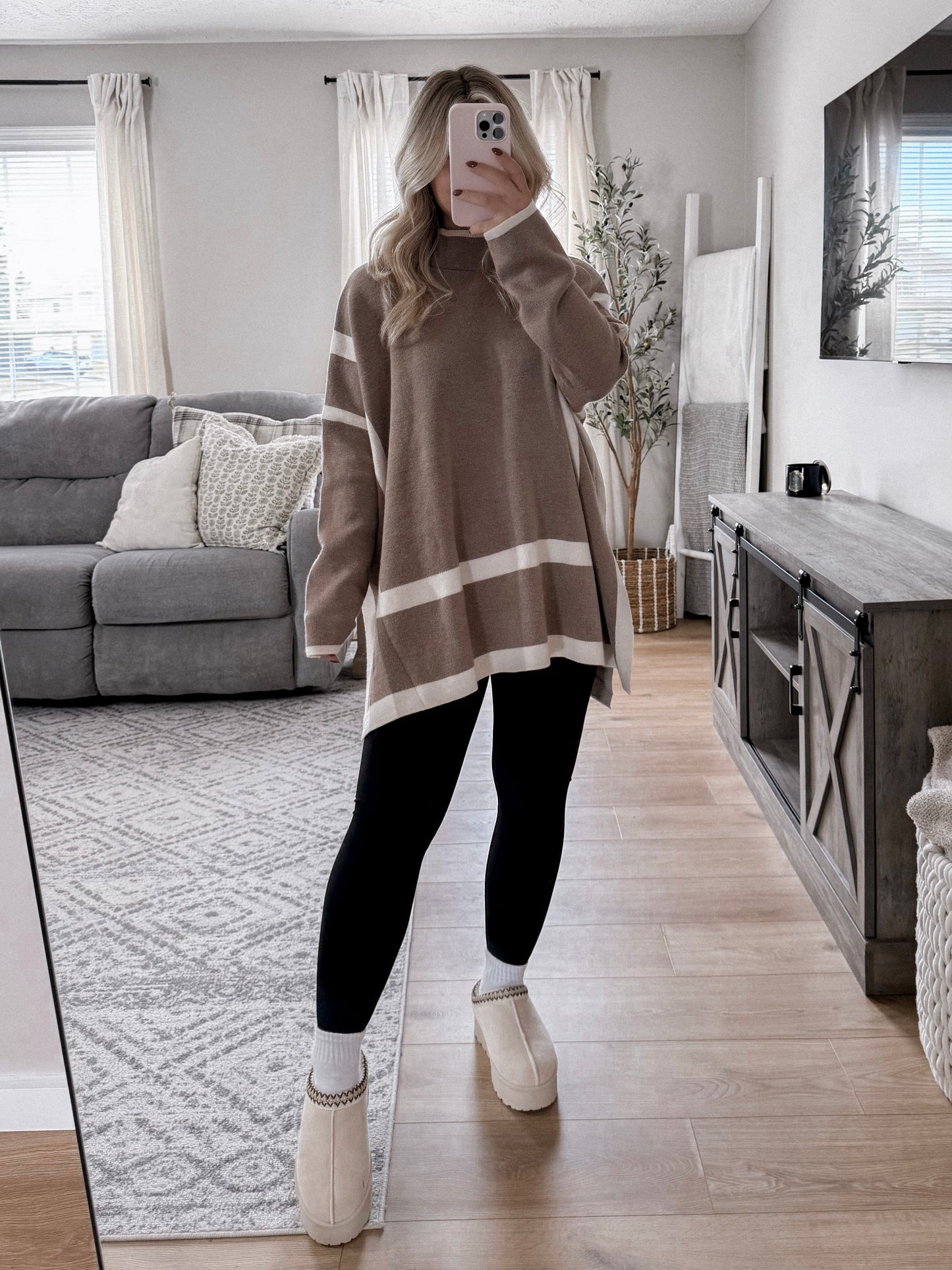 Hazelnut Mock Neck Sweater