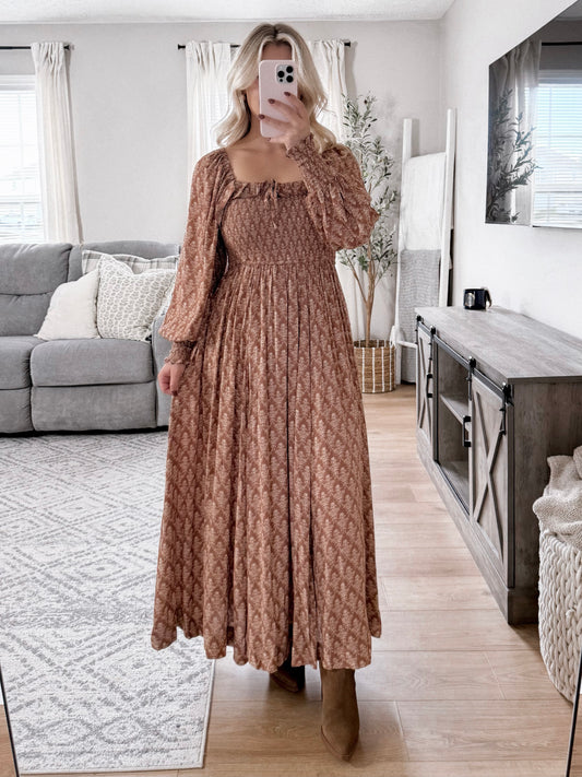 Umber Floral Maxi Dress